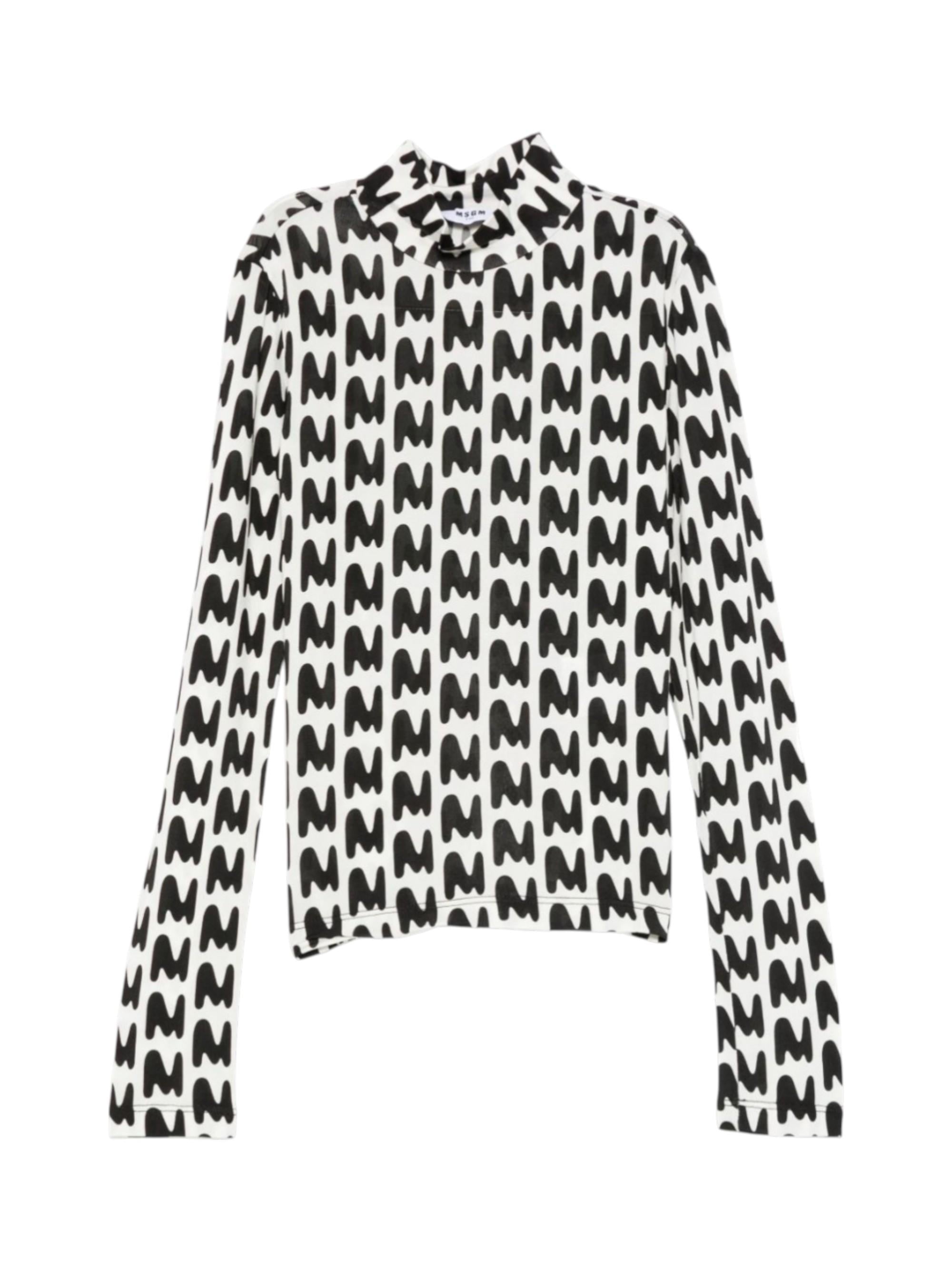 T-shirt a collo alto per bambina MSGM Kids bianca con stampa astratta F5MSJGTN260 140 MSGM KIDS