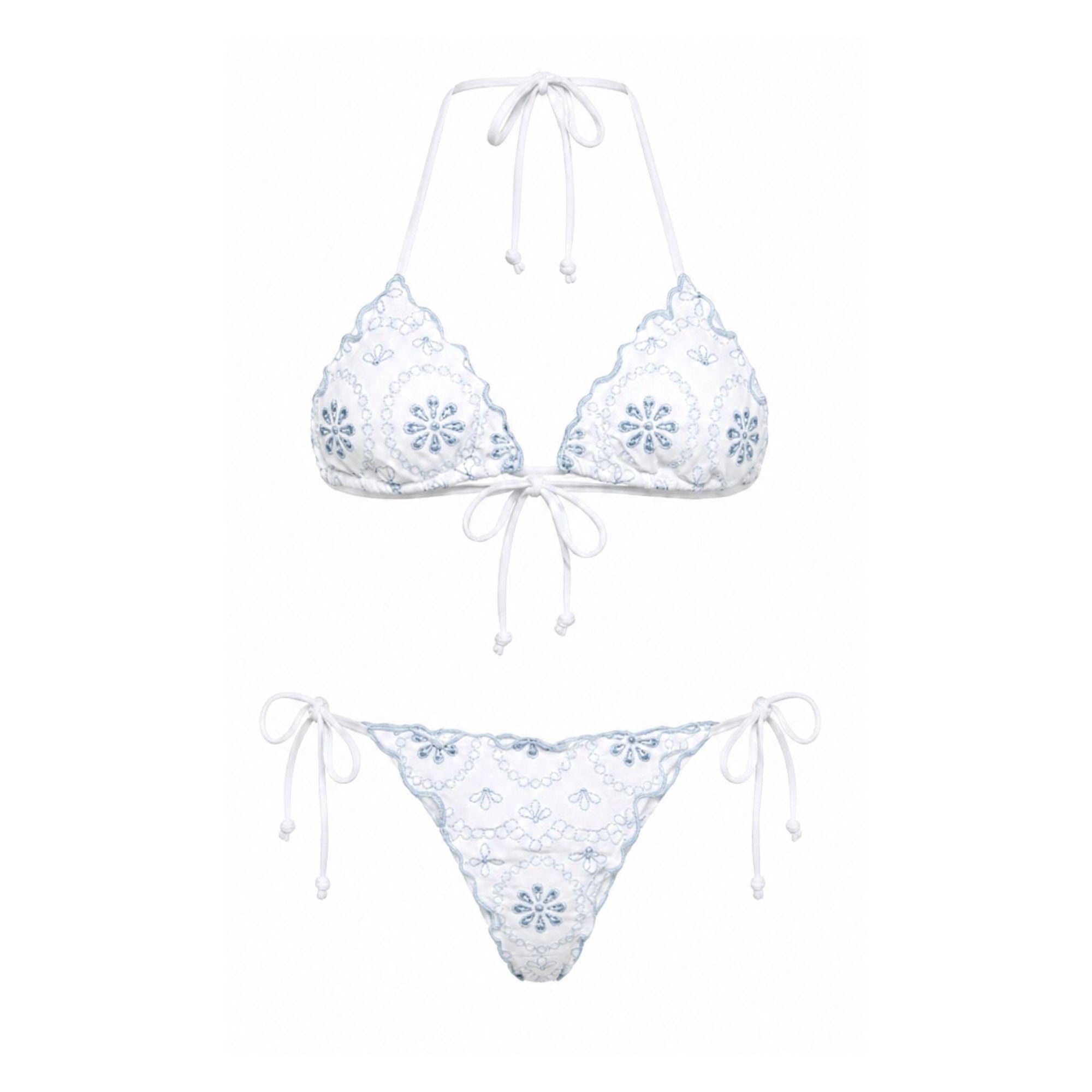 Bikini da donna MC2 Saint Barth bianco con motivo in pizzo sangallo SAGI001 08668L MC2 ST. BARTH