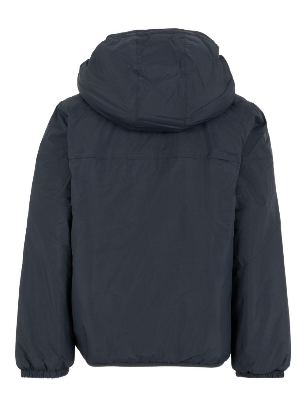 Giacca per bambino K Way Kids blu con cappuccio e fodera in pile K7142TW K89 K-WAY KIDS