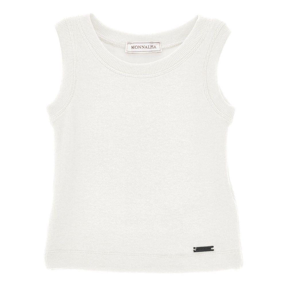 Canotta per bambina Monnalisa bianca con placca con logo 17G601 7212 0001 MONNALISA KIDS