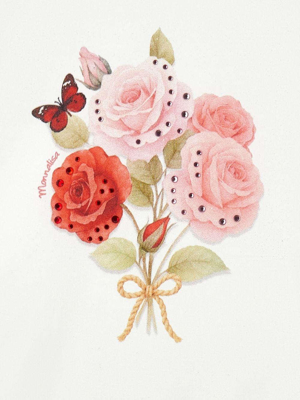 T-shirt per bambina Monnalisa Kids bianca con stampa fiori sul davanti 11H616NP 8201 0001 MONNALISA KIDS