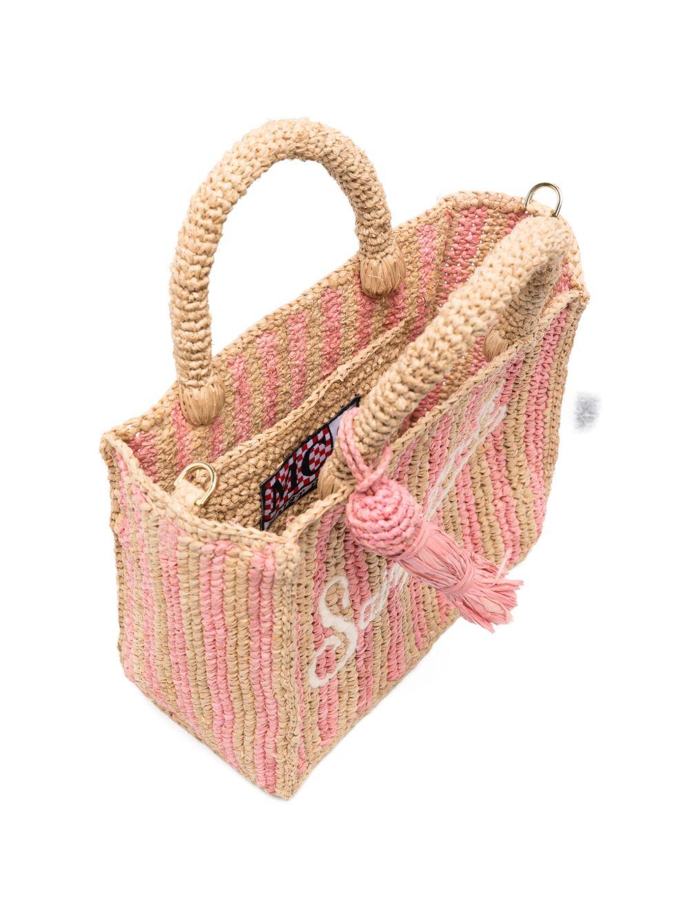 Borsa Vanity Mini MC2 Saint Barth beige e rosa con motivo a righe VAMI004 02522L MC2 ST. BARTH KIDS