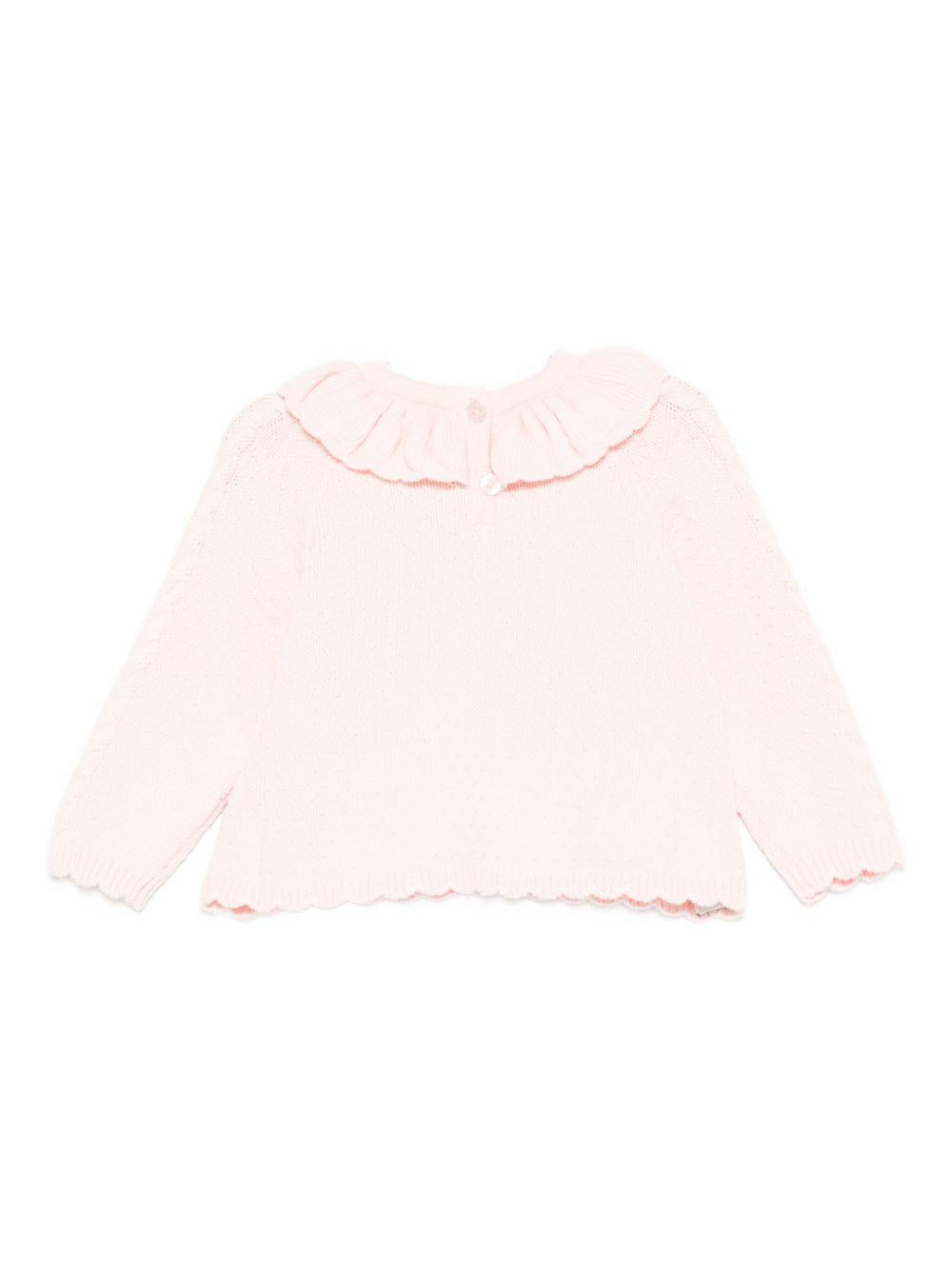 Maglione per neonata Louise Misha rosa con colletto arricciato FRC-W25-J0004 BLUSH LOUISE MISHA