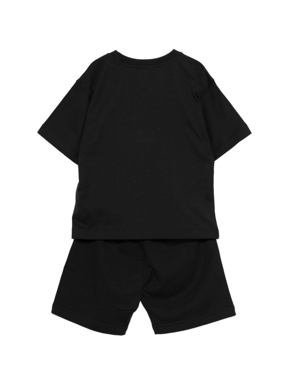 Completo per bambino Moschino Kids nero con logo sul davanti HMG00RLCA32 60100 MOSCHINO KIDS