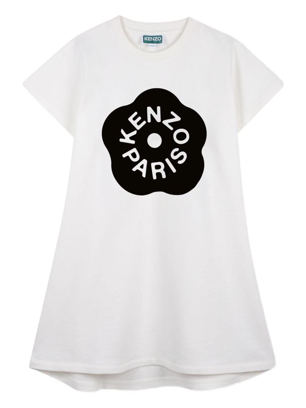 Abito per bambina Kenzo Kids bianco con dettaglio logo sul davanti K61794 117 KENZO KIDS