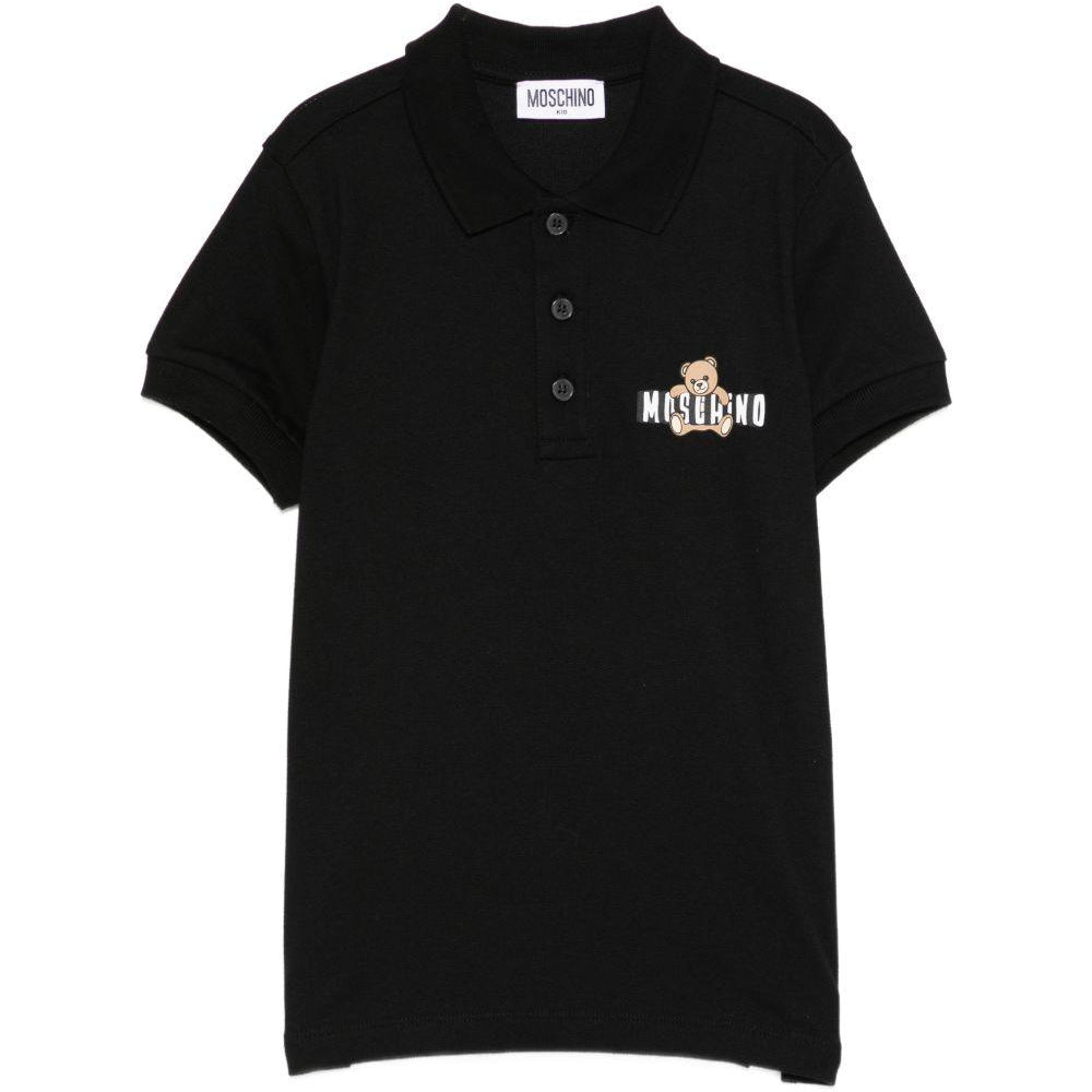 T-shirt per bambino Moschino Kids nera con logo sul davanti HSM03YLFA09 60100 MOSCHINO KIDS