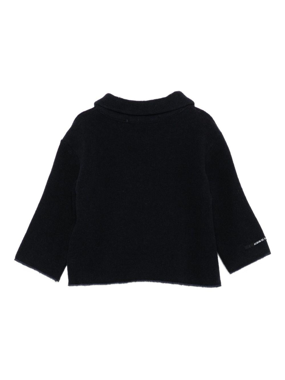 Cardigan per neonato Album di Famiglia Kids nero con colletto alla Peter Pan 25W41168 INK ALBUM DI FAMIGLIA
