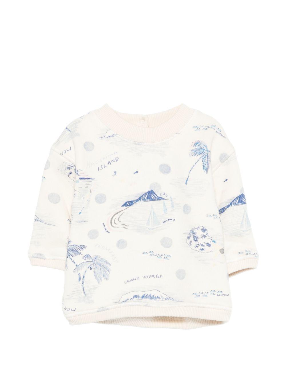 Felpa per neonato Bonpoint bianco con stampa grafica all-over S06YSWK00003 615 BONPOINT KIDS