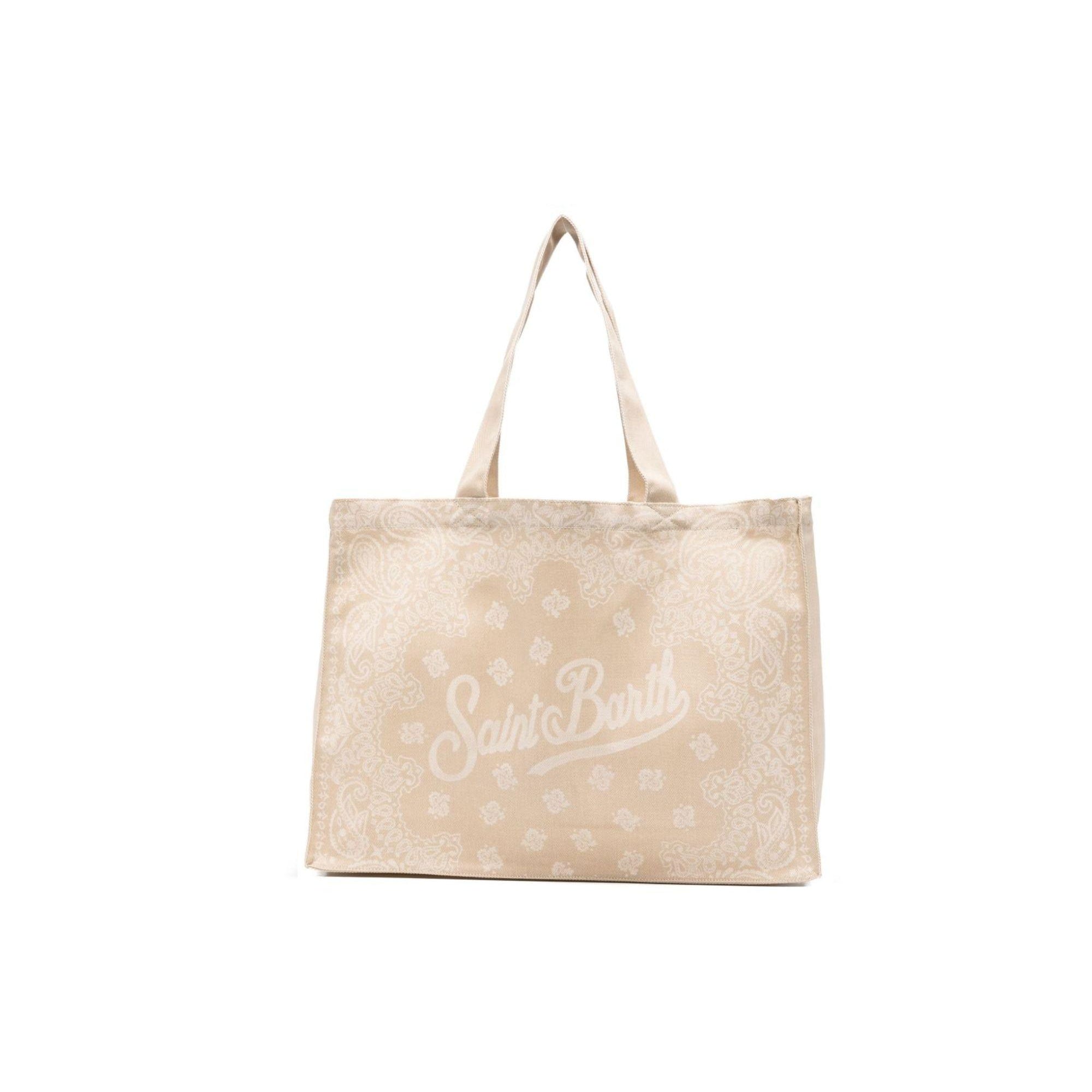 Borsa tote Essential Bag N MC2 Saint Barth beige con stampa paisley e logo stampato EBAGN006 09193L MC2 ST. BARTH KIDS