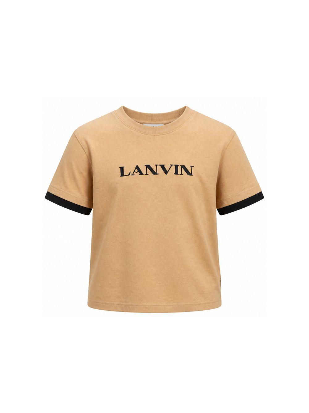 T-shirt per bambino Lanvin Enfant beige con bordi a contrasto N30430 276 LANVIN KIDS