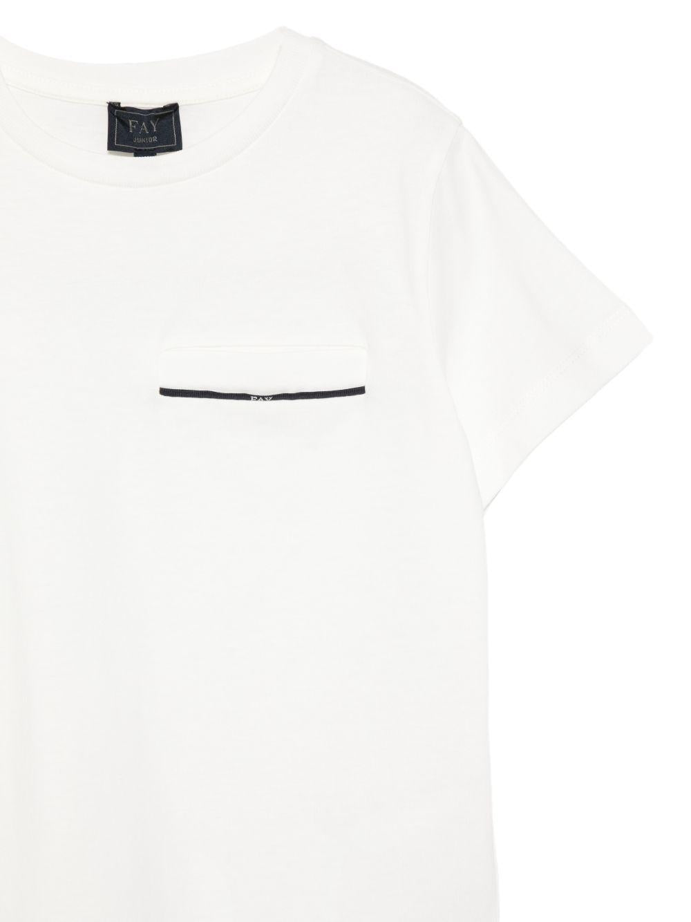 T-shirt per bambino Fay Kids bianca con taschino sul petto FY8P51 Z3708 101 FAY KIDS
