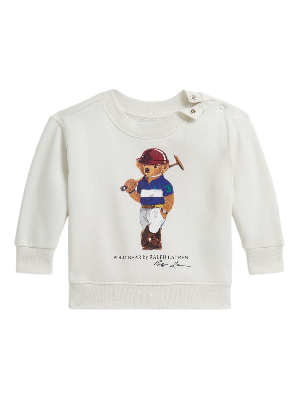Felpa per neonato Polo Raulph Lauren Kids bianca con stampa bear sul davanti 320A96604 001 Ralph Lauren kids