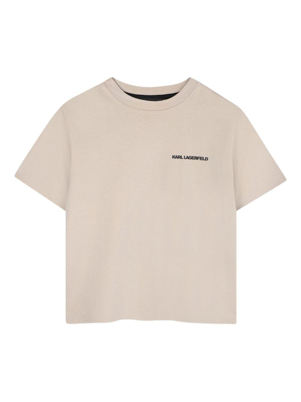 T-shirt per bambino Karl Lagerfeld Kids beige con stampa grafica Z30964 211 KARL LAGERFELD KIDS
