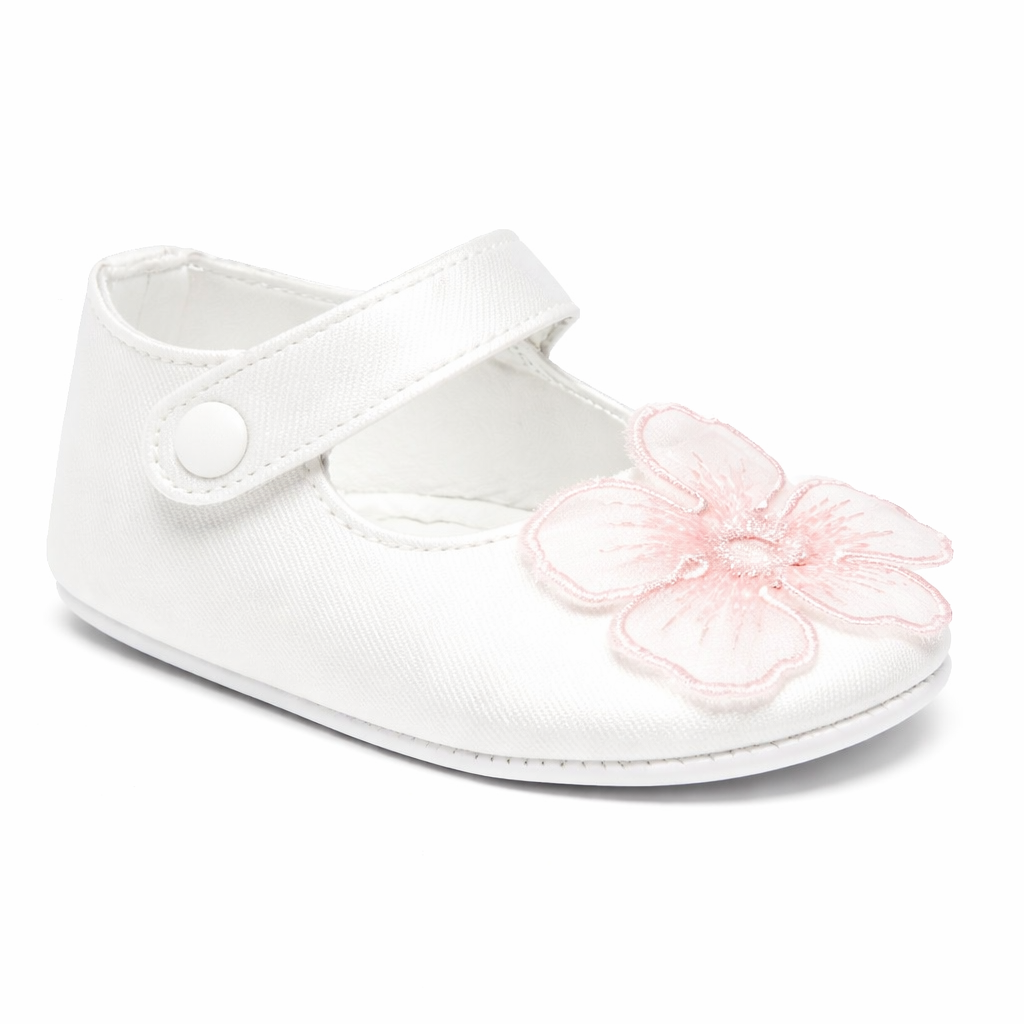 Ballerine per neonata Simonetta bianche con applicazione a fiore SY0016 S0251 102 SIMONETTA KIDS