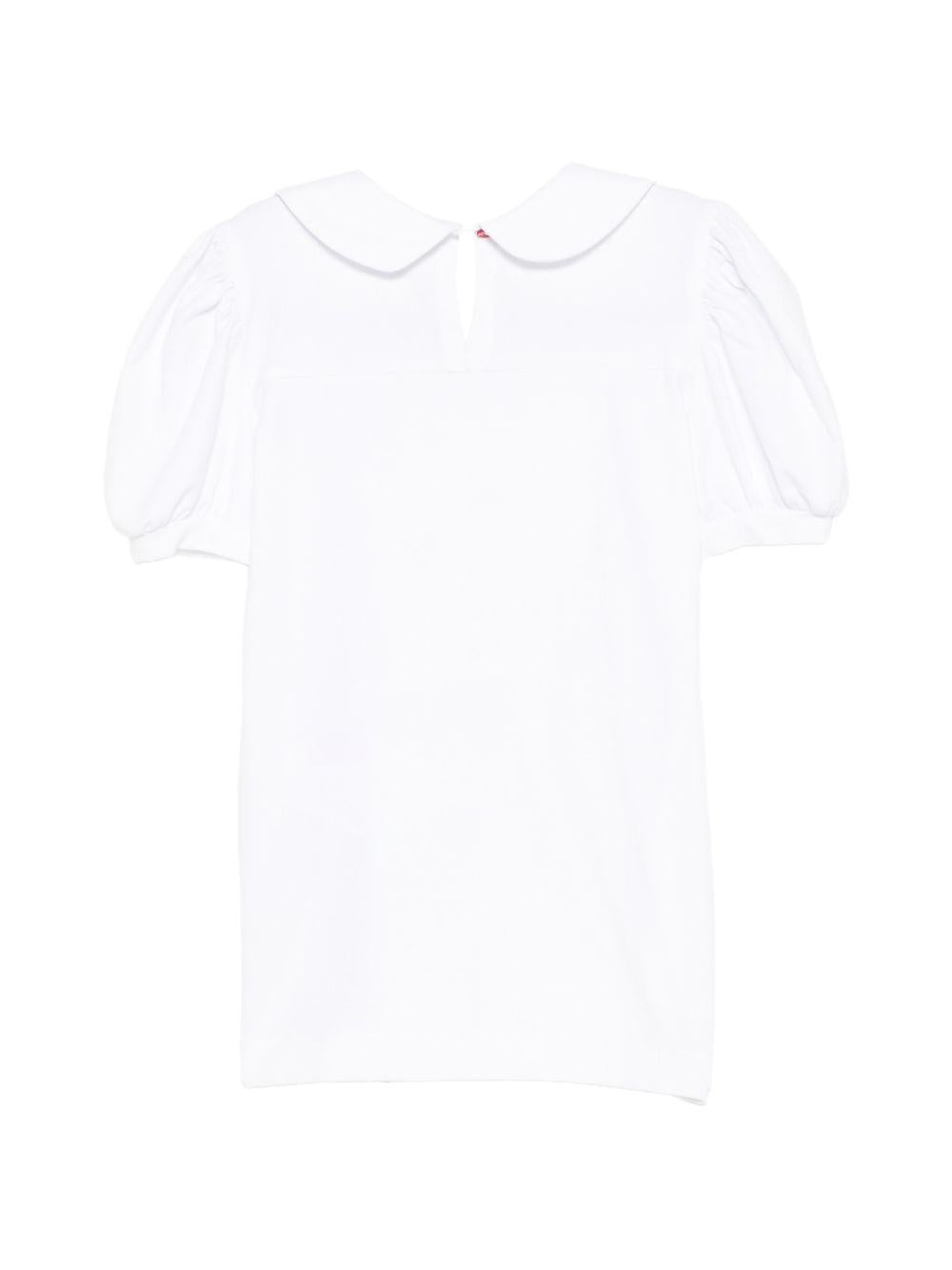 T-shirt per bambina Monnalisa bianca con ruches sul davanti 31G618 7201 0099 MONNALISA