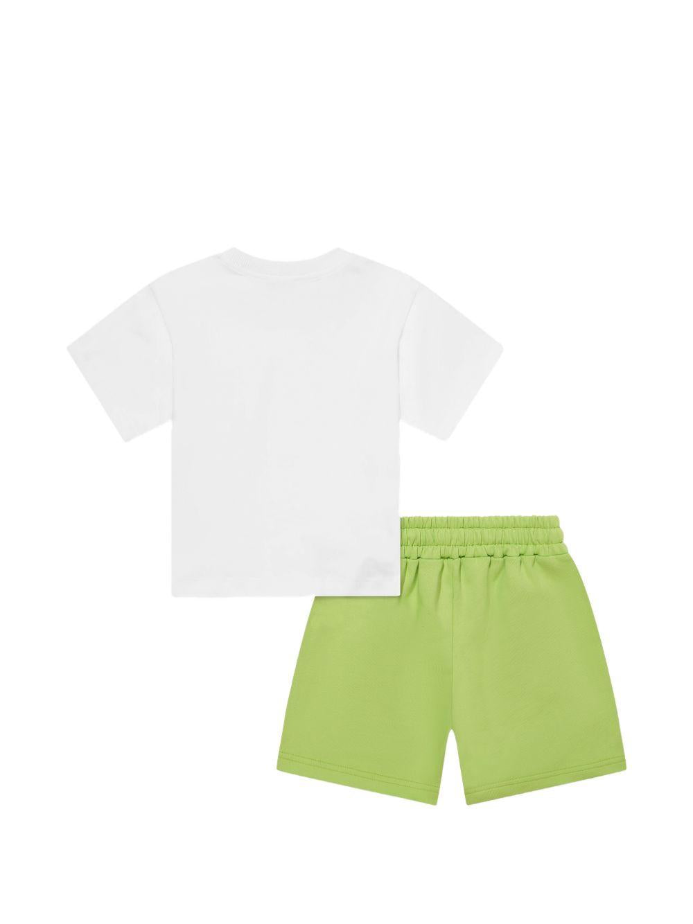 Set 2 pezzi da bambino Moschino Kids verde con stampa logo HMG00RLCA32 83687 MOSCHINO KIDS