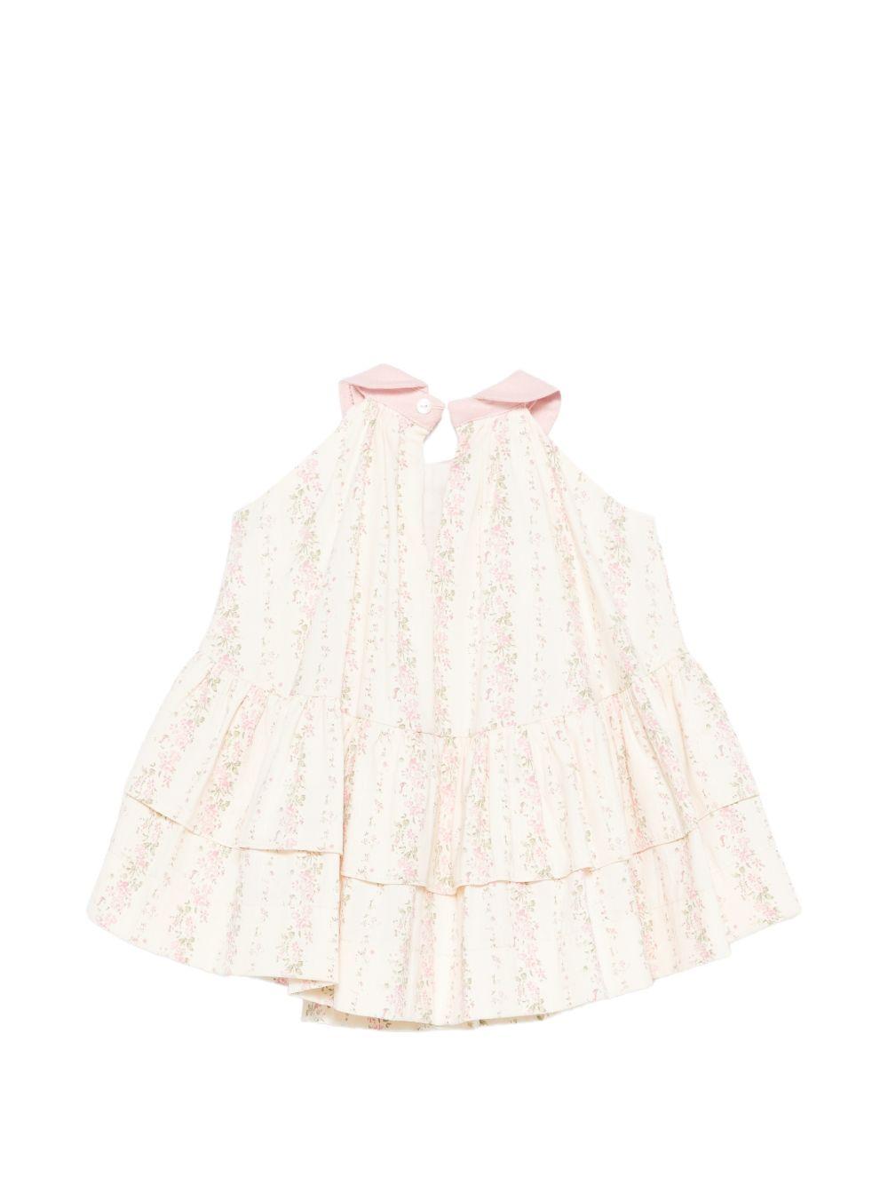 Abito per neonata La Stupenderia beige con colletto alla Peter Pan 2TJAB88 T78 LA STUPENDERIA