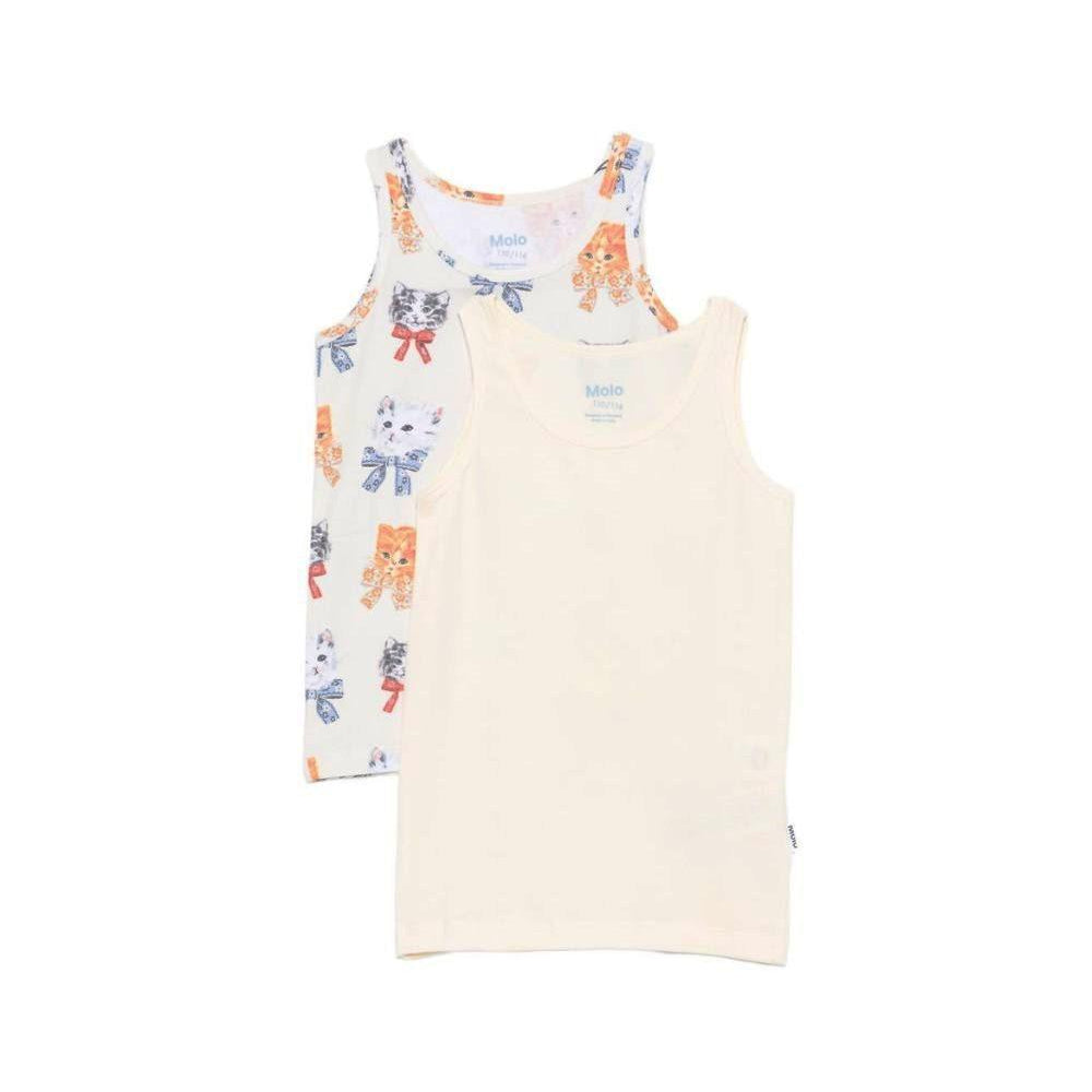 Set 2 t-shirt per bambina Molo Kids beige/bianca con stampa grafica gattini 2W26Q801 5848 MOLO KIDS