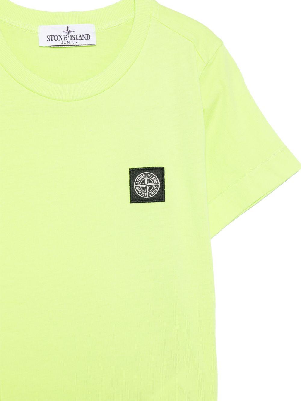 T-shirt per bambino Stone Island Junior verde con patch logo L1S162100002S0047 V005F STONE ISLAND JUNIOR