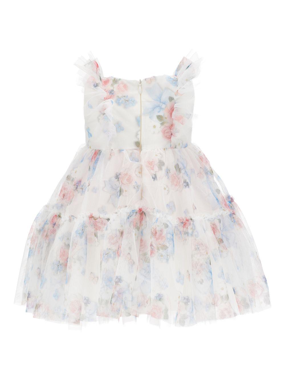 Abito per neonata Monnalisa bianco con stampa a fiori 31G902 7655 0099 MONNALISA KIDS