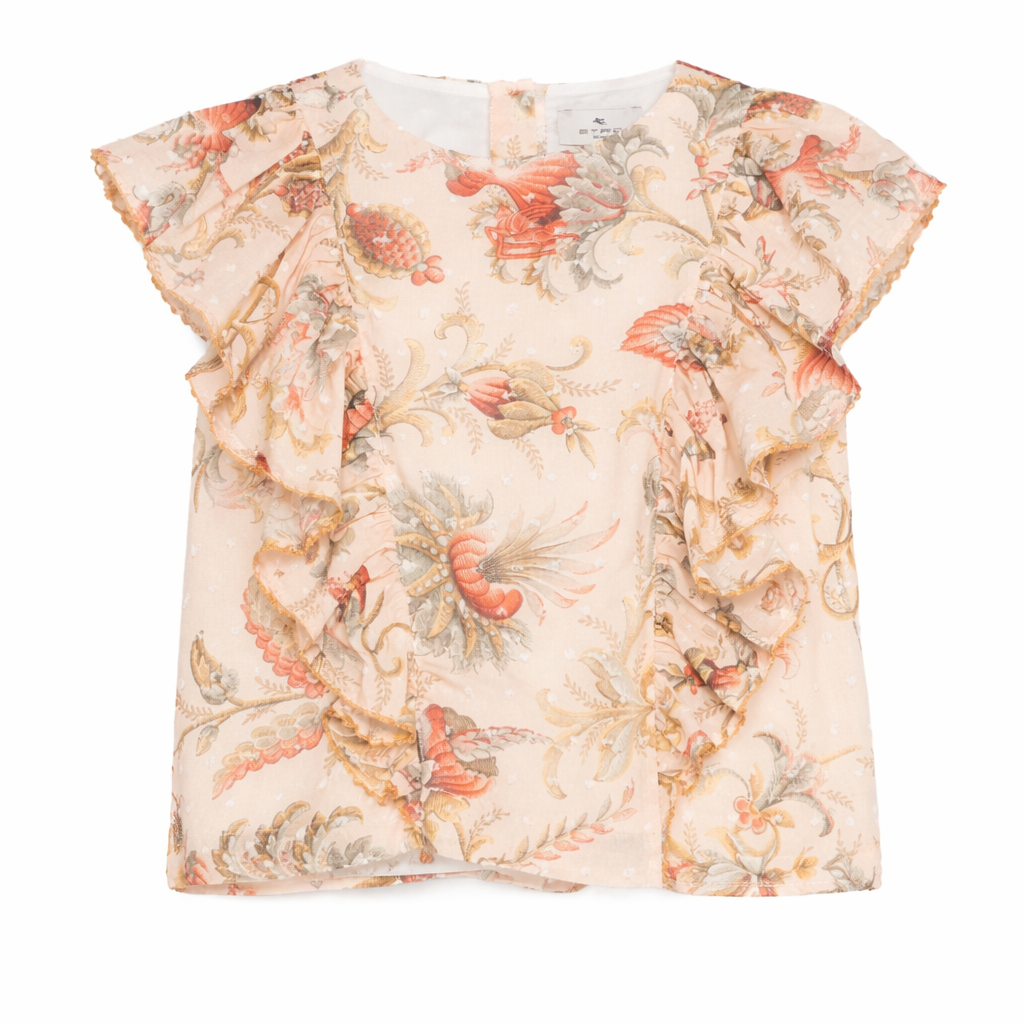 Blusa per bambina Etro Kids arancione chiaro con stampa a fiori GY5A82 M0082 458MC ETRO KIDS