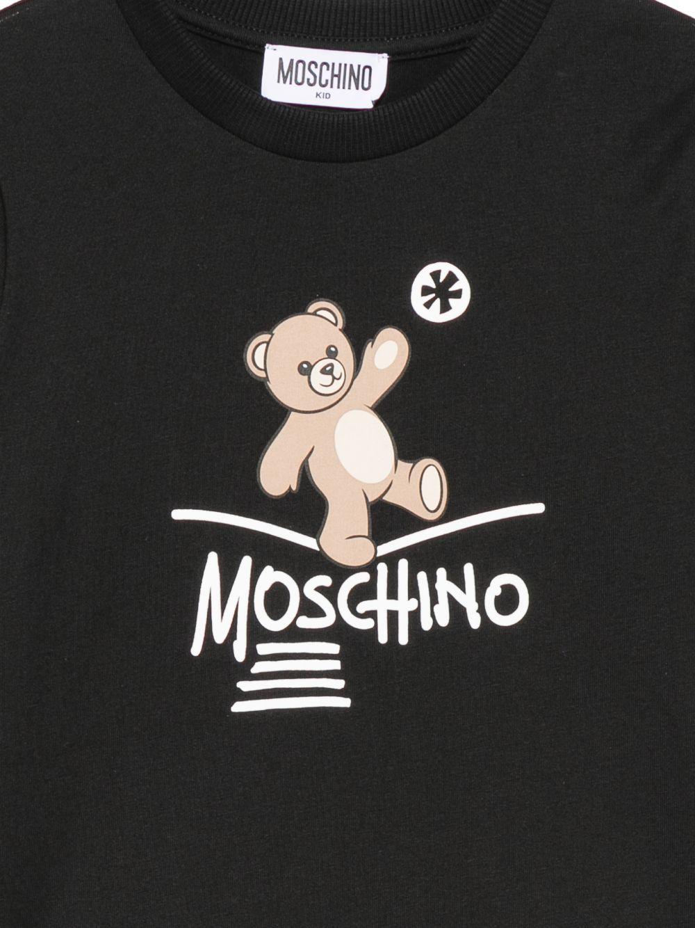 T-shirt per bambini Moschino Kids nera con motivo Teddy Bear HZO00JLAA20 60100 MOSCHINO KIDS