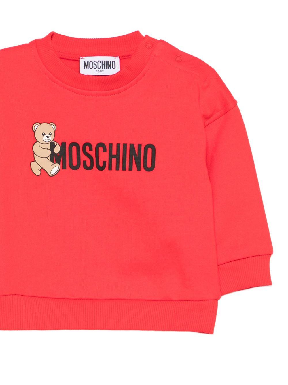 Felpa per neonati Moschino Kids rossa con logo Teddy M8F03QLCA83 50109 MOSCHINO KIDS