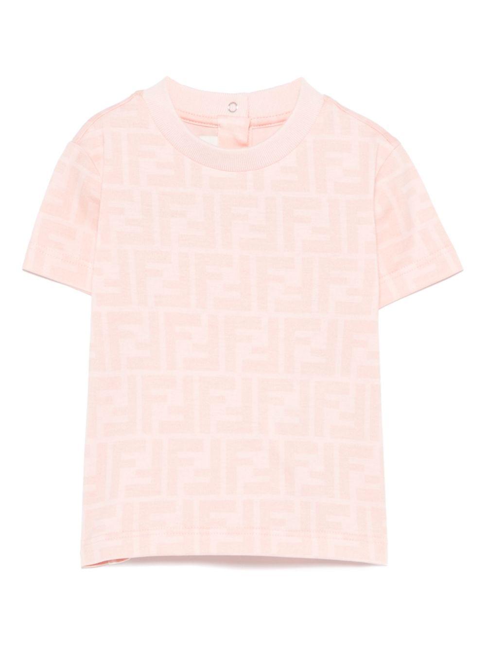 T-shirt per neonato Fendi Kids rosa con stampa FF BUI097 ATRV F1RX7 FENDI KIDS