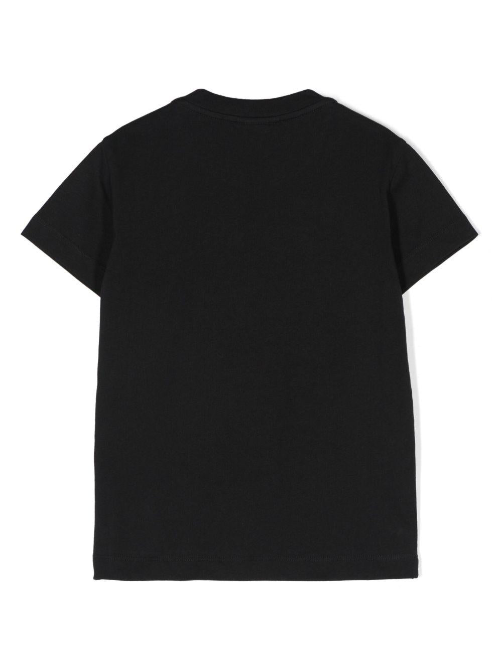 T-shirt per bambini Fendi Kids nera con logo ricamato sul davanti JUI159 7AJ F0RWK FENDI KIDS