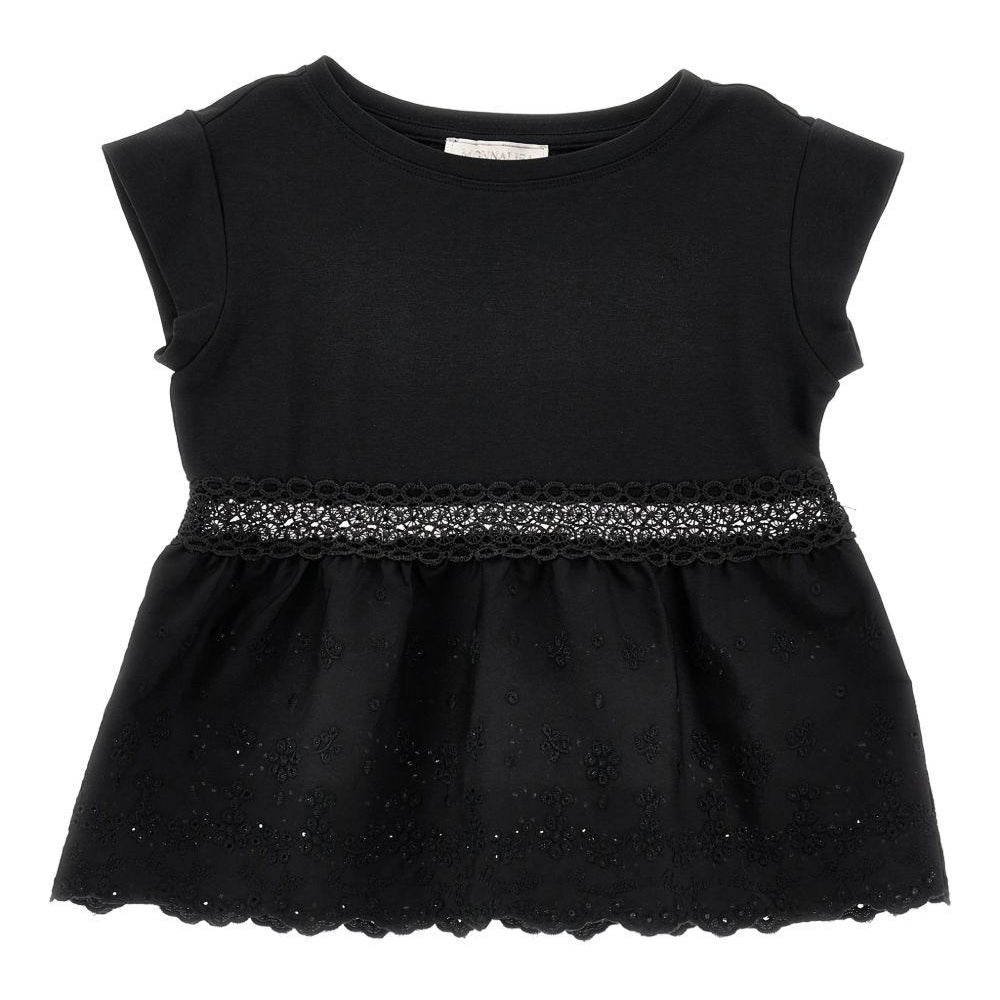 Blusa per bambina Monnalisa nera con finitura in pizzo 17G604 7005 0050 MONNALISA KIDS