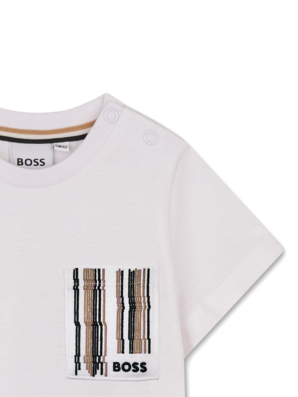 T-shirt per neonato Boss Kids bianca con taschino J52895 10P BOSS KIDS