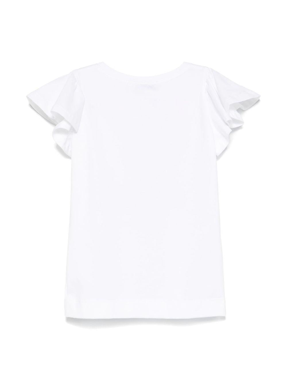 T-shirt con stampa per bambina Monnalisa bianco con decorazione con strass 11E618RU 5202 0099 MONNALISA KIDS