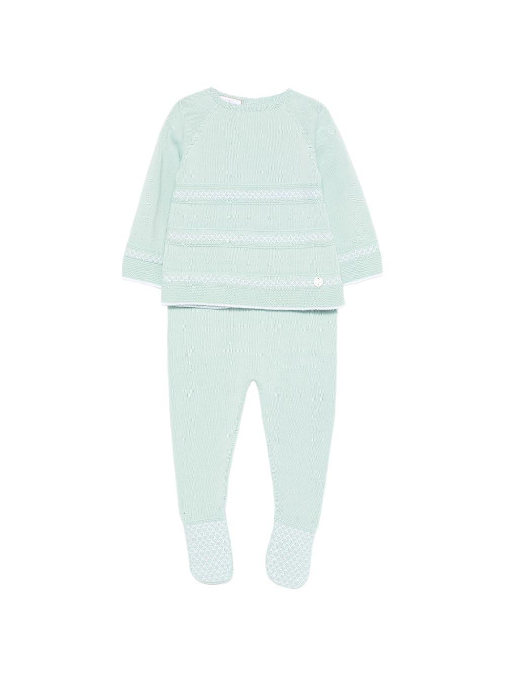 Set maglia con pantaloni per neonata Paz Rodriguez acquamarina con finitura in pizzo 103-123465 1301 PaZ RODRIGUEZ KIDS