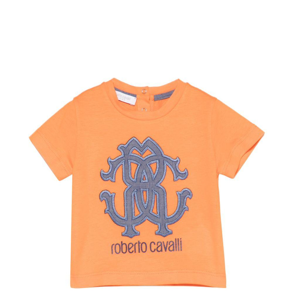 T-shirt per neonato Roberto Cavalli Kids arancione con logo sul davanti CIP26085TS RUGGINE R. ROBERTO CAVALLI KIDS