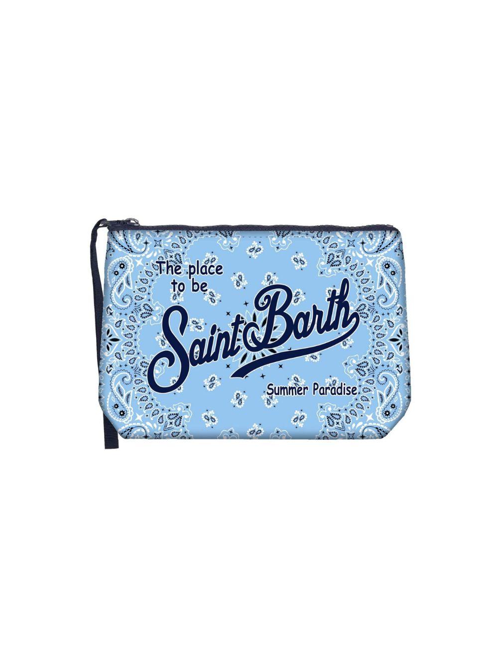 Pochette Aline MC2 Saint Barth azzurra con stampa grafica all-over ALIN001 03136L MC2 ST. BARTH KIDS