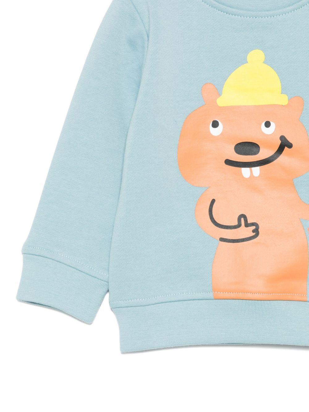 Felpa per neonato Stella McCartney Kids azzurro con stampa animalier TX4610 Z3059 670 STELLA McCARTNEY KIDS