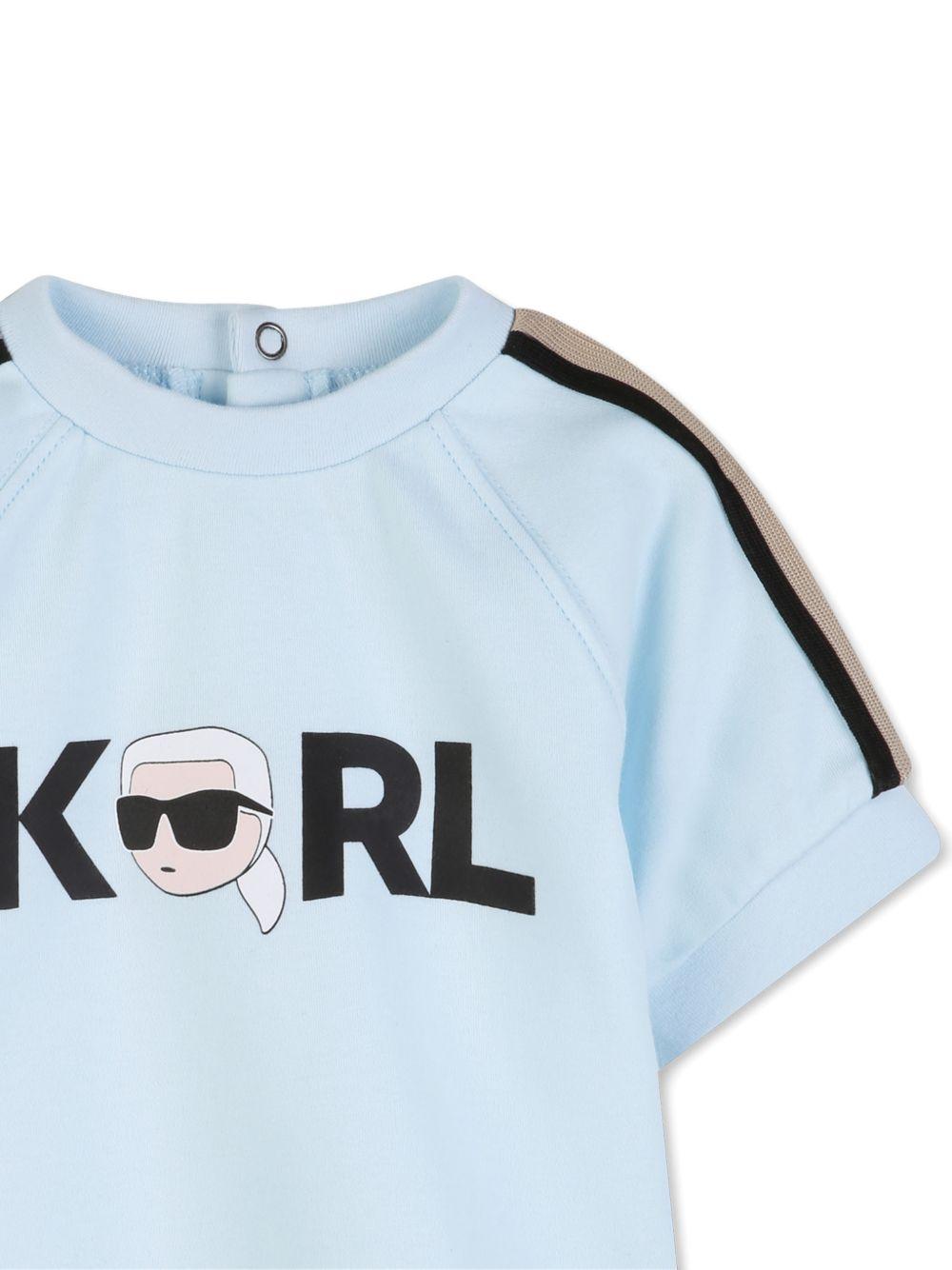 Set t-shirt e shorts per neonato Karl Lagerfeld Kids azzurro e grigio con dettaglio logo Z31069 77X KARL LAGERFELD KIDS