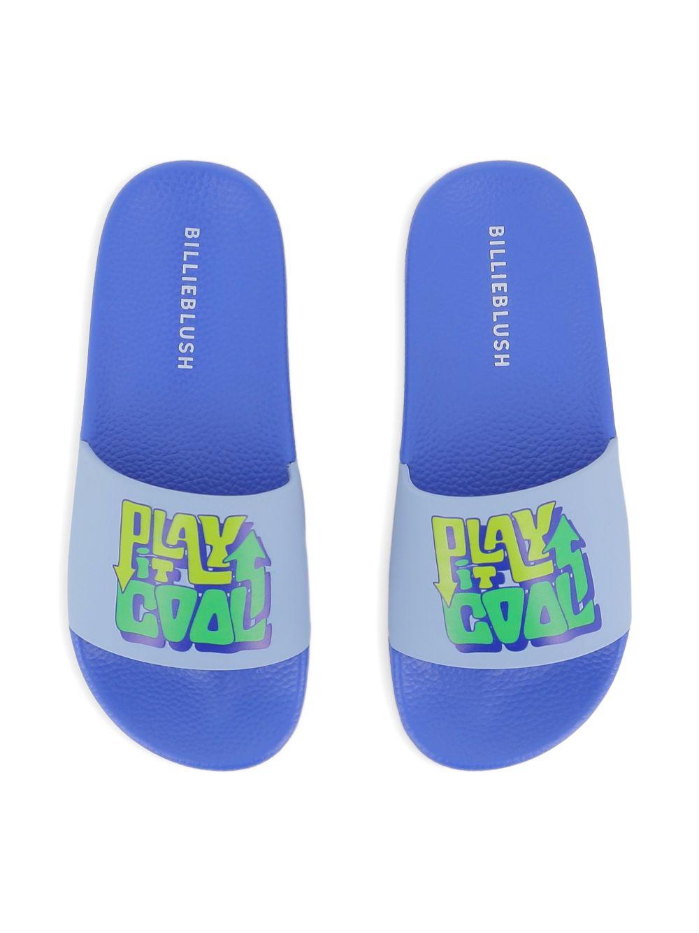 Sandali slides per bambino Billieblush blu con stampa grafica U22094 813 BILLIEBLUSH KIDS