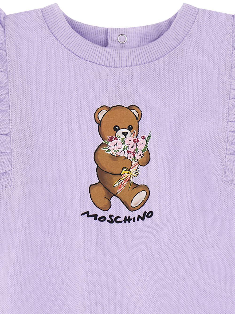 Abito per neonata Moschino Kids lilla con maniche con ruches MDV0DILFA06 51683 MOSCHINO KIDS
