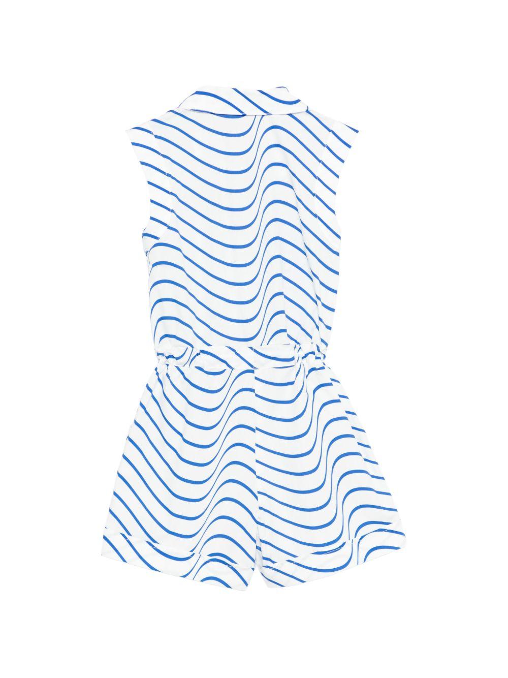Tuta intera per bambina MSGM Kids bianca con motivo a onde blu S6MSJGJS278 130 MSGM KIDS