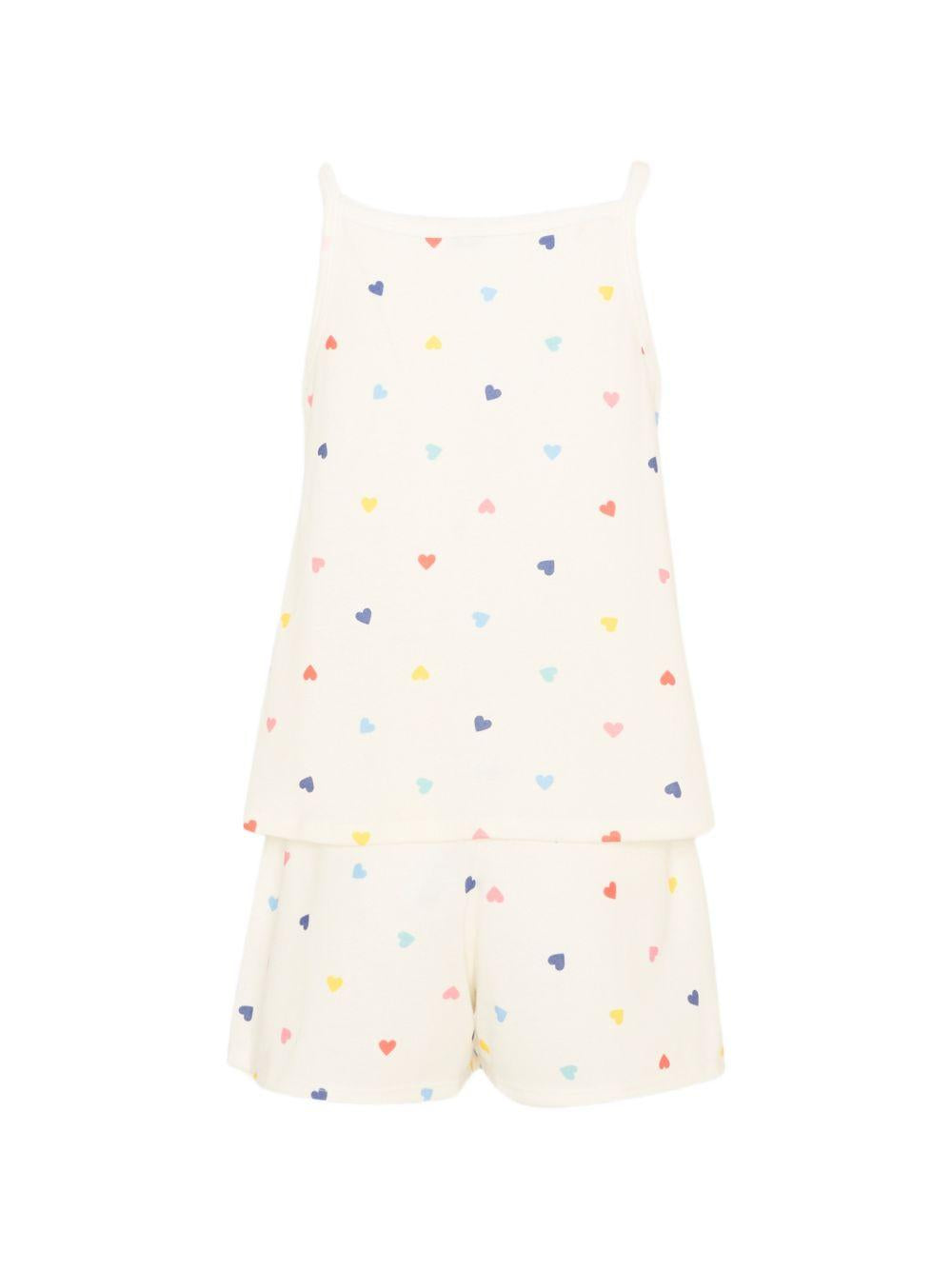 Pigiama per bambina Petit Bateau bianco con stampa cuoricini all-over A0F97 01 PETIT BATEAU
