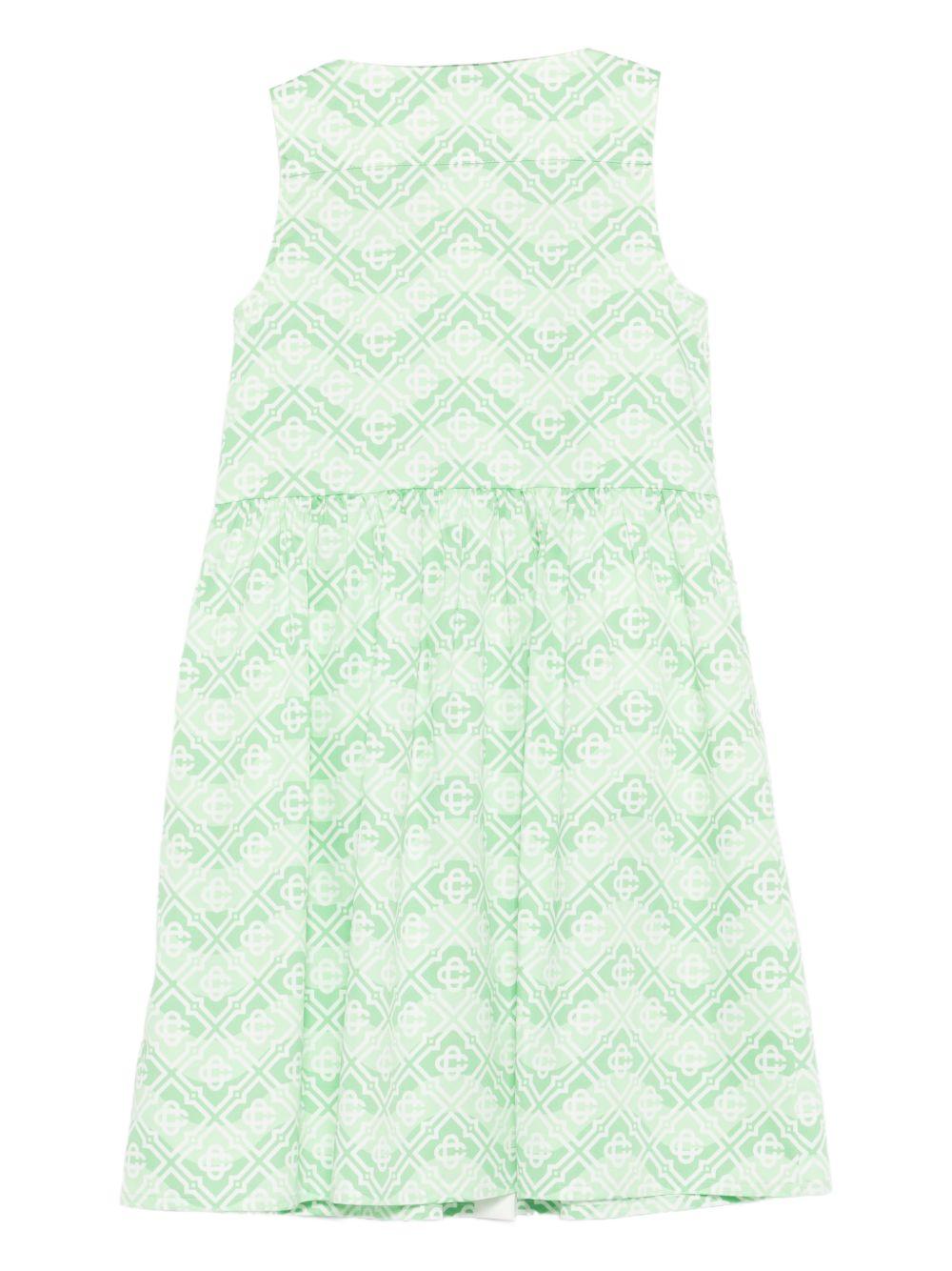 Abito per bambina Casablanca Kids verde con motivo monogramma KSP26DR15601 WAVY MONOGRAM CASABLANCA KIDS