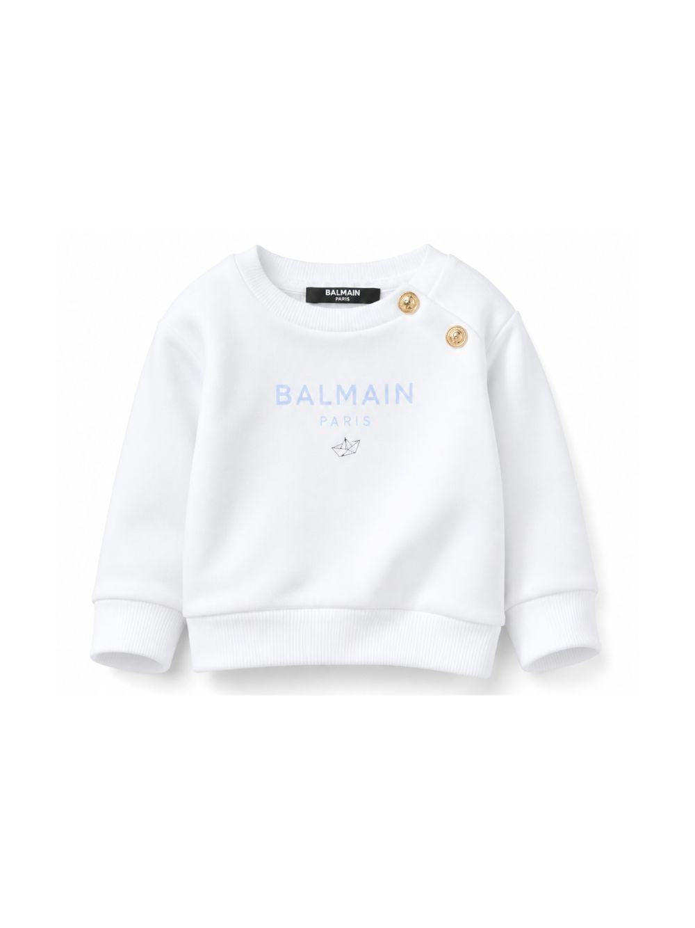 Felpa per neonato Balmain Kids bianca con bottoni BY4540 Z3183 100CE BALMAIN KIDS