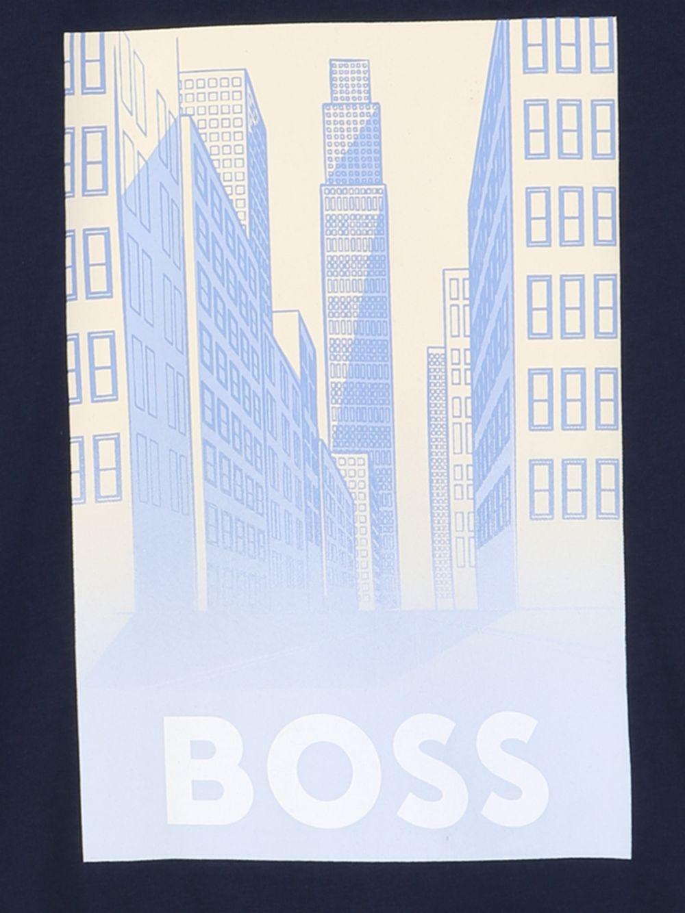 T-shirt per bambino Boss Kids blu con stampa grafica J52977 849 BOSS KIDS