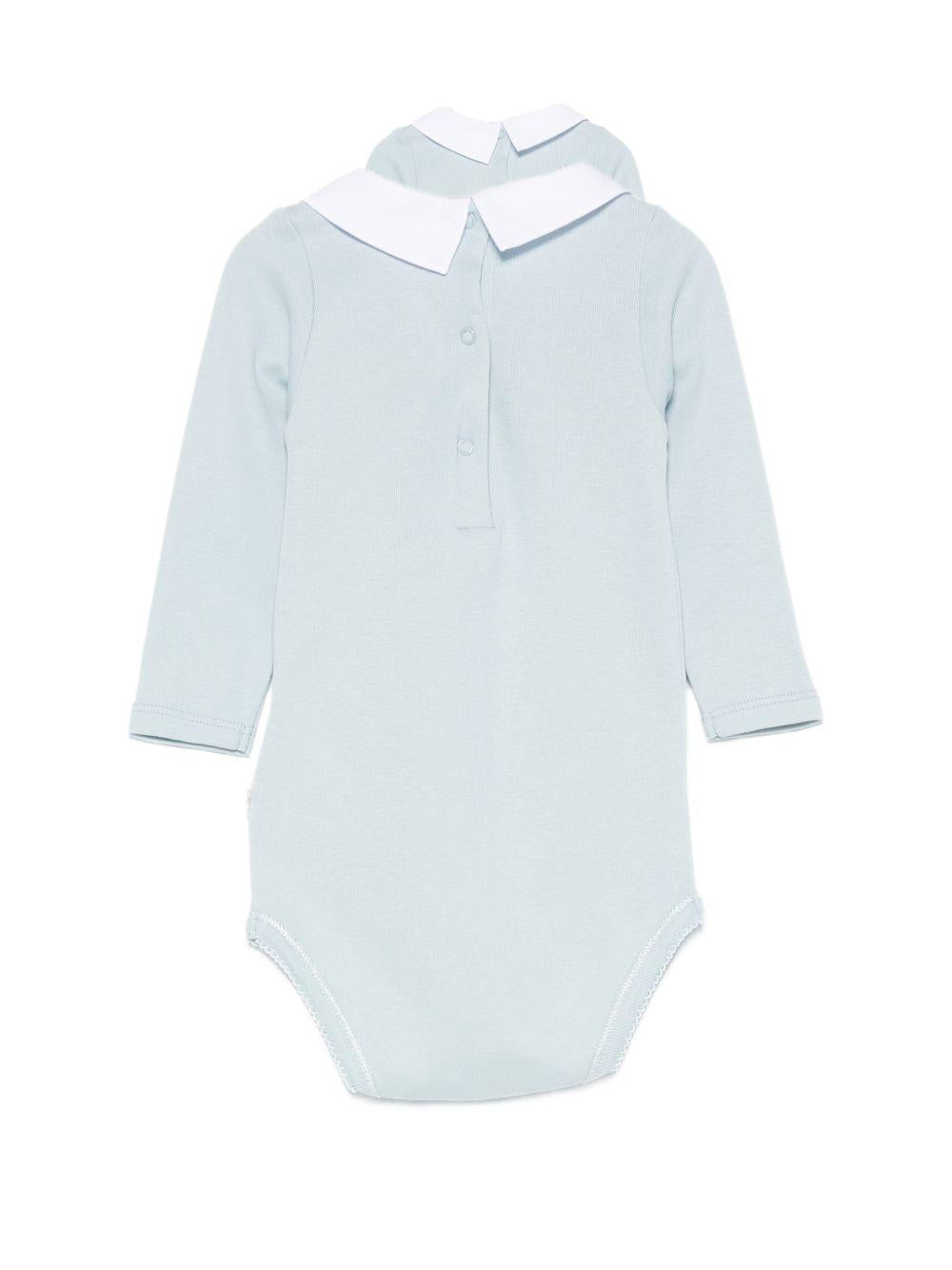 Body per neonato Bonpoint azzurro con ricamo sul colletto W06OUNK00001 015C BONPOINT KIDS