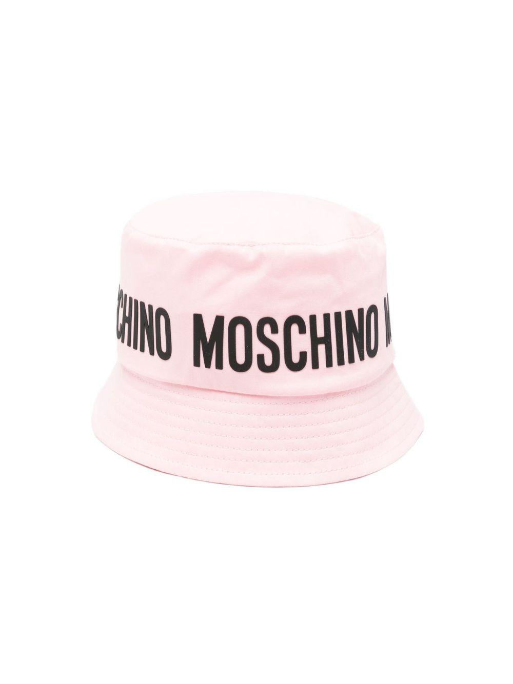 Cappello bucket per bambina Moschino Kids rosa con stampa logoc HUY003LOA00 50209 MOSCHINO KIDS