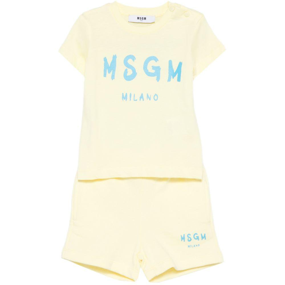Set due pezzi per neonato MSGM Kids giallo con stampa logo S6MSUNTR264 MS075 MSGM KIDS