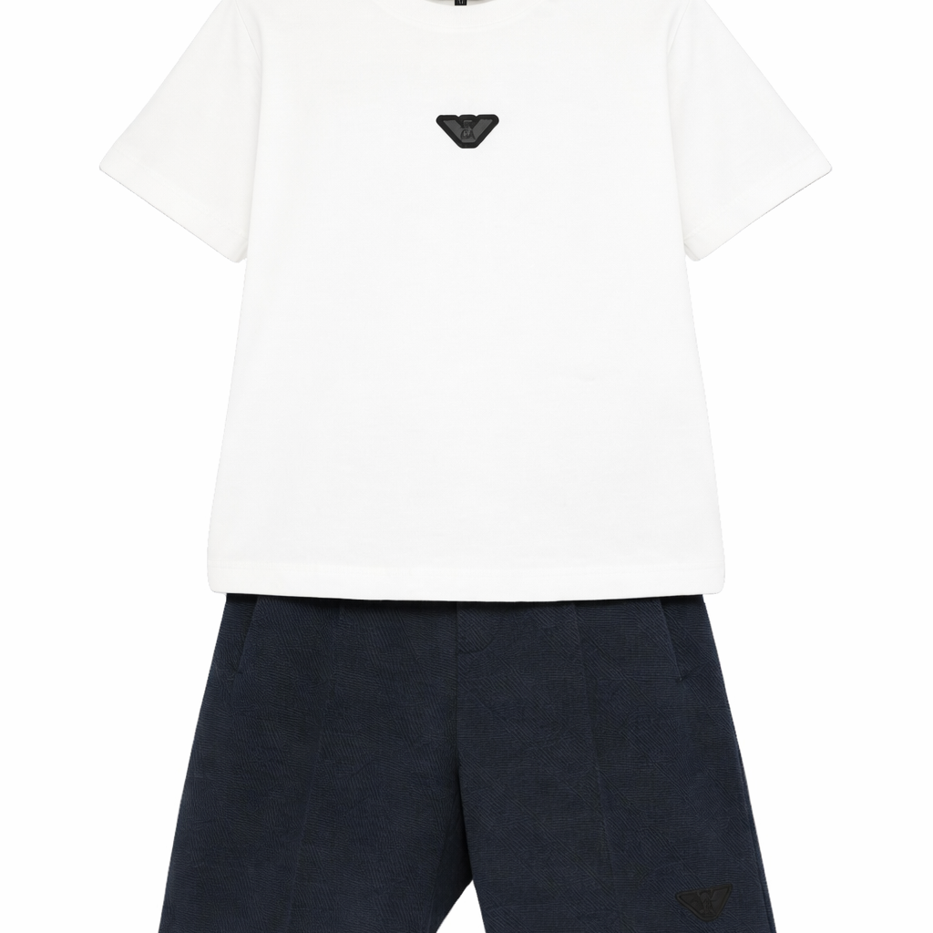 Tuta per bambino Emporio Armani Kids bianco con dettaglio logo EB001621 AF13715 MZ825 EMPORIO ARMANI KIDS