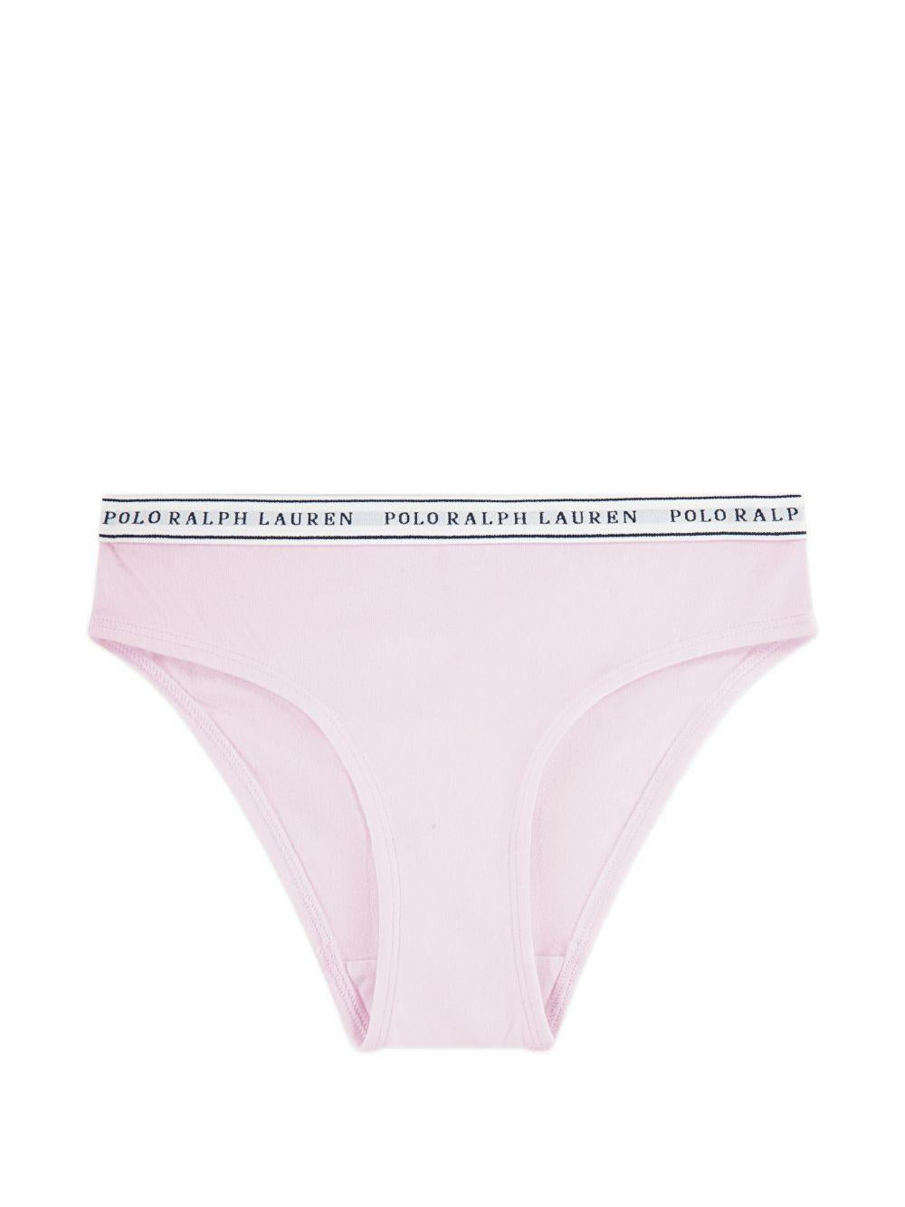 Set di 2 slip per bambina Polo Ralph Lauren Kids bianco e rosa con banda logo 4P5039 001 Ralph Lauren kids