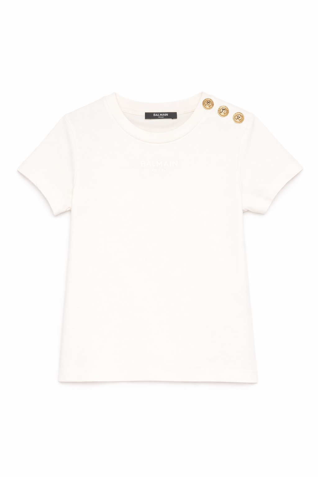 T-shirt da bambina Balmain Kids bianca con bottoni BY8A01 Z3672 102OR BALMAIN KIDS